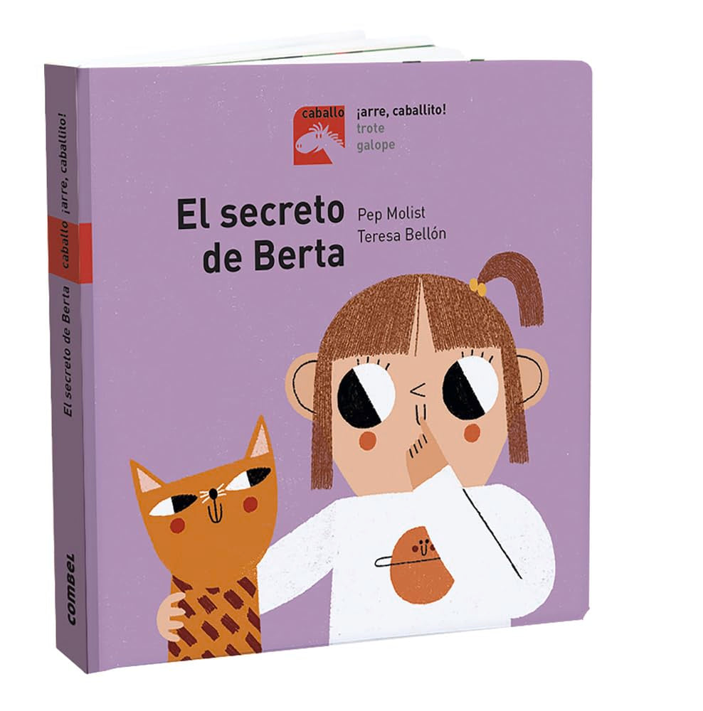 El Secreto de Berta, a charming kids book by Pep Molist and Teresa Bellón, features an illustrated girl with brown hair and a bow holding an orange-brown cat against a light purple background—ideal for early readers.