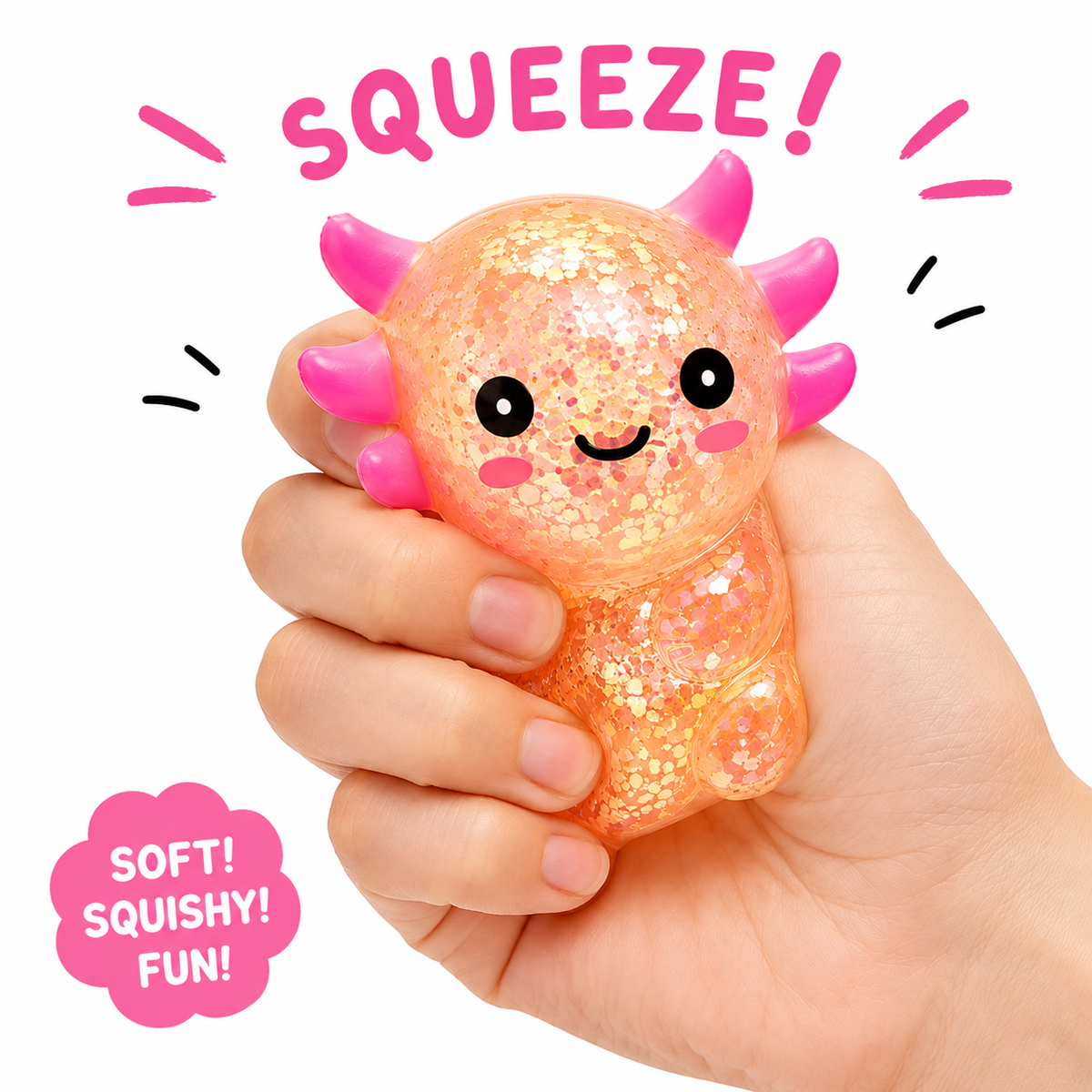 Axolotl Glitter Stress Toy, Squishy Toys - 12 Pcs