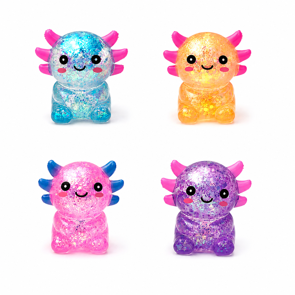 Axolotl Glitter Stress Toy, Squishy Toys - 12 Pcs