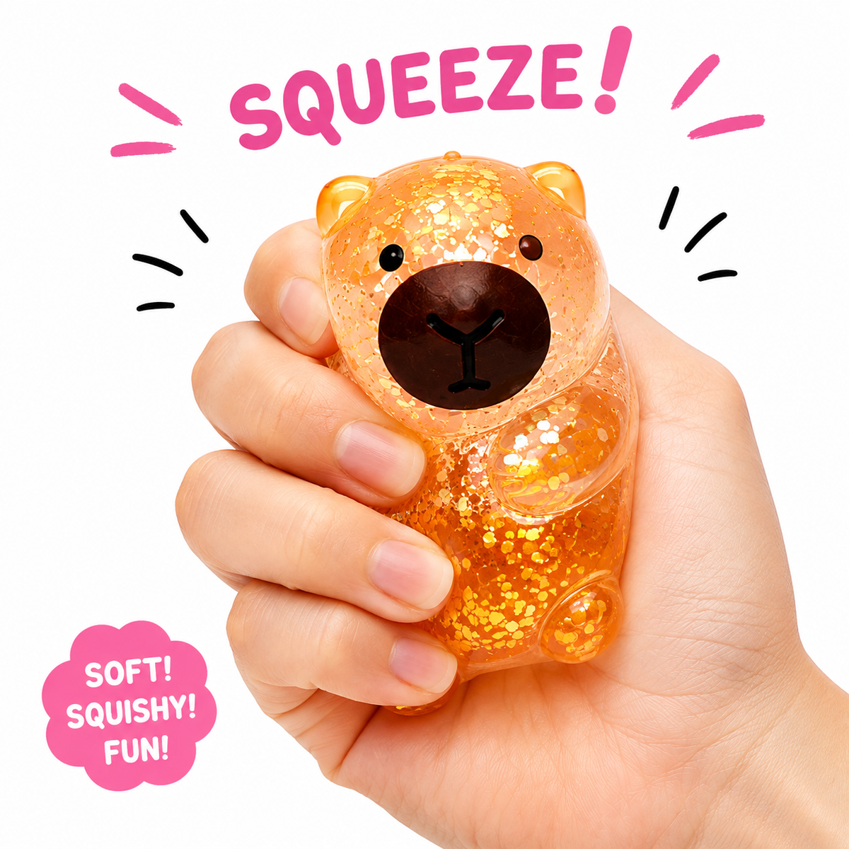 Capybara Glitter Stress Toy, Squishy Toys