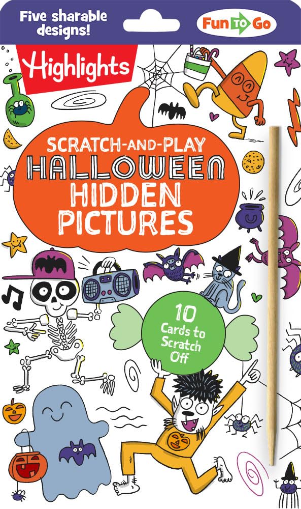 Scratch-and-Play Halloween Hidden Pictures: Halloween Gift for Kids Ages 6 and Up Featuring 10 Scratch-Off Hidden Pictures Cards with a Stylus for On-the-Go Halloween Activities cover image