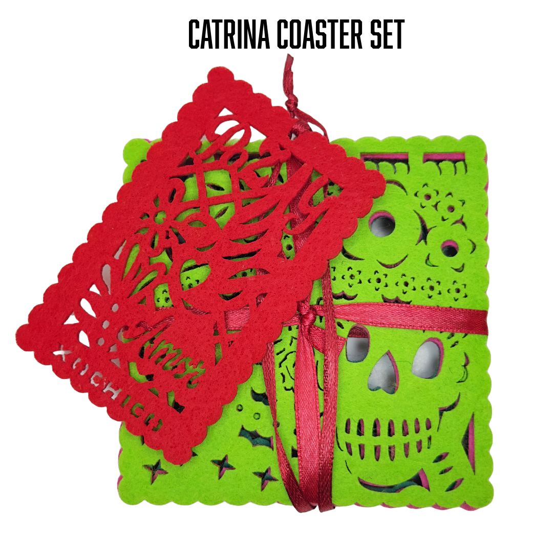 Double-sided Felt "Papel Picado" Coaster Sets (Muertos)