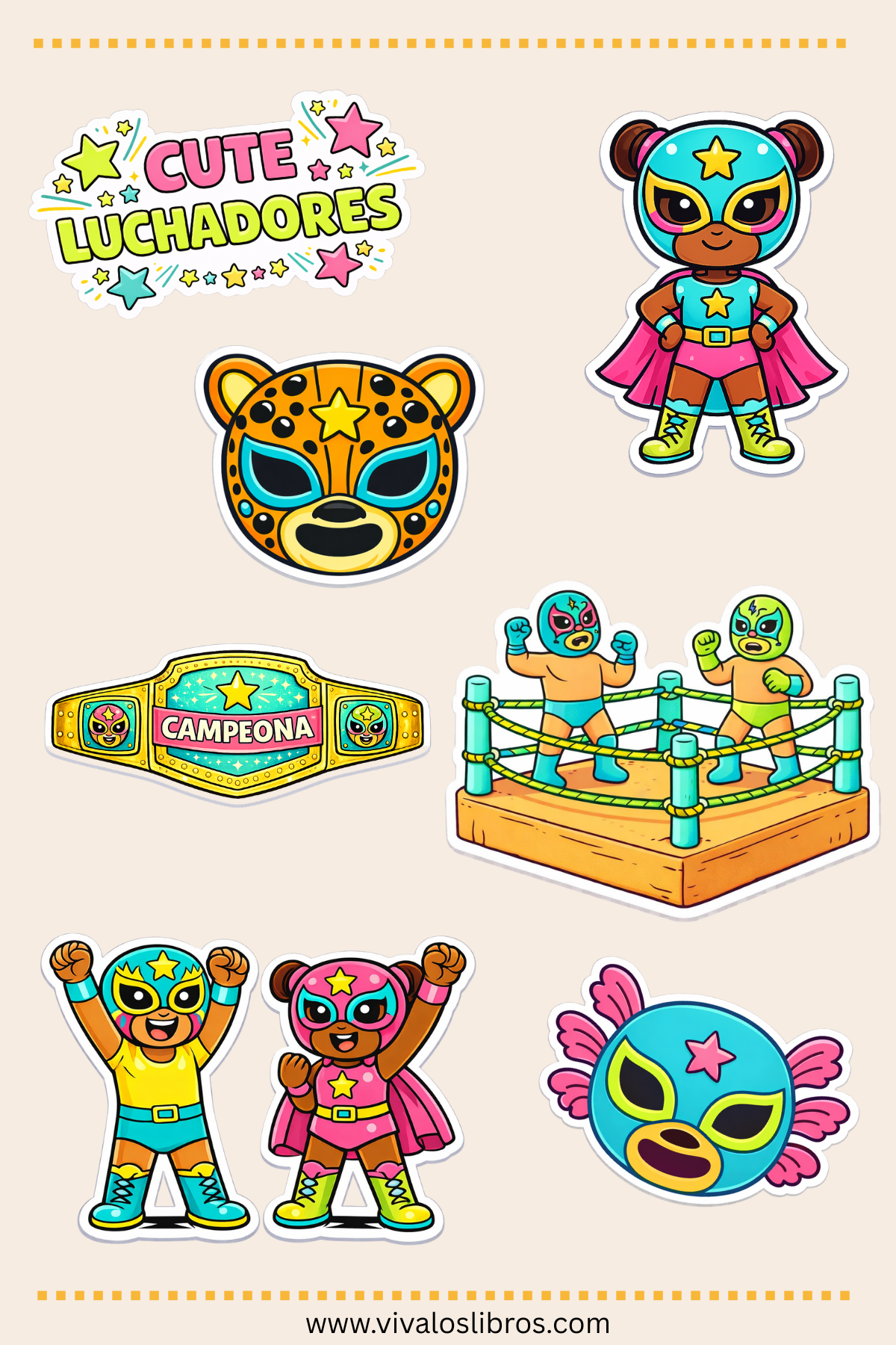 Cute Luchadores Sticker Sheet